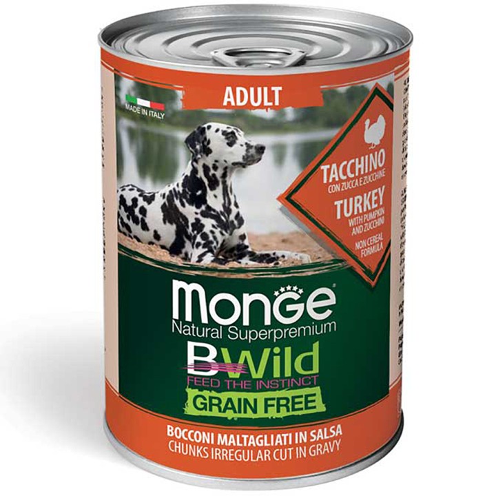 Monge Bwild Grain Free Dog Wet Turkey, Pumpkin & Zucchini - 400gr
