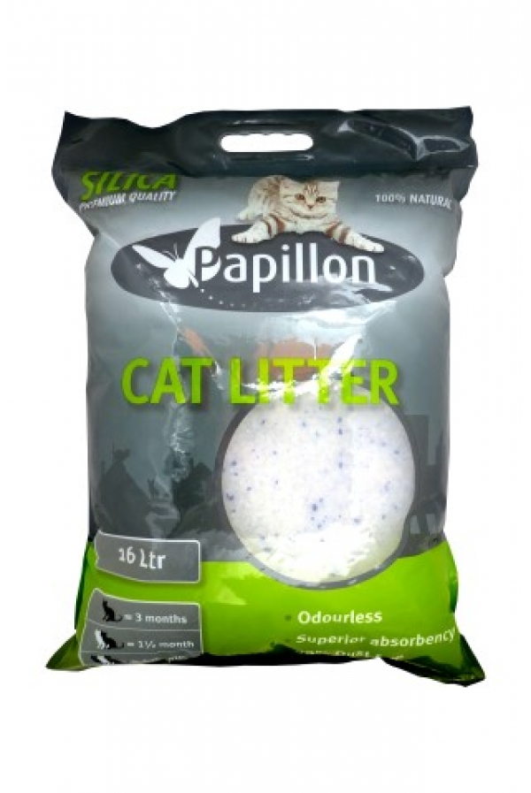 Papillon Silica Crstyal Cat Litter Odourless - 16 Kg