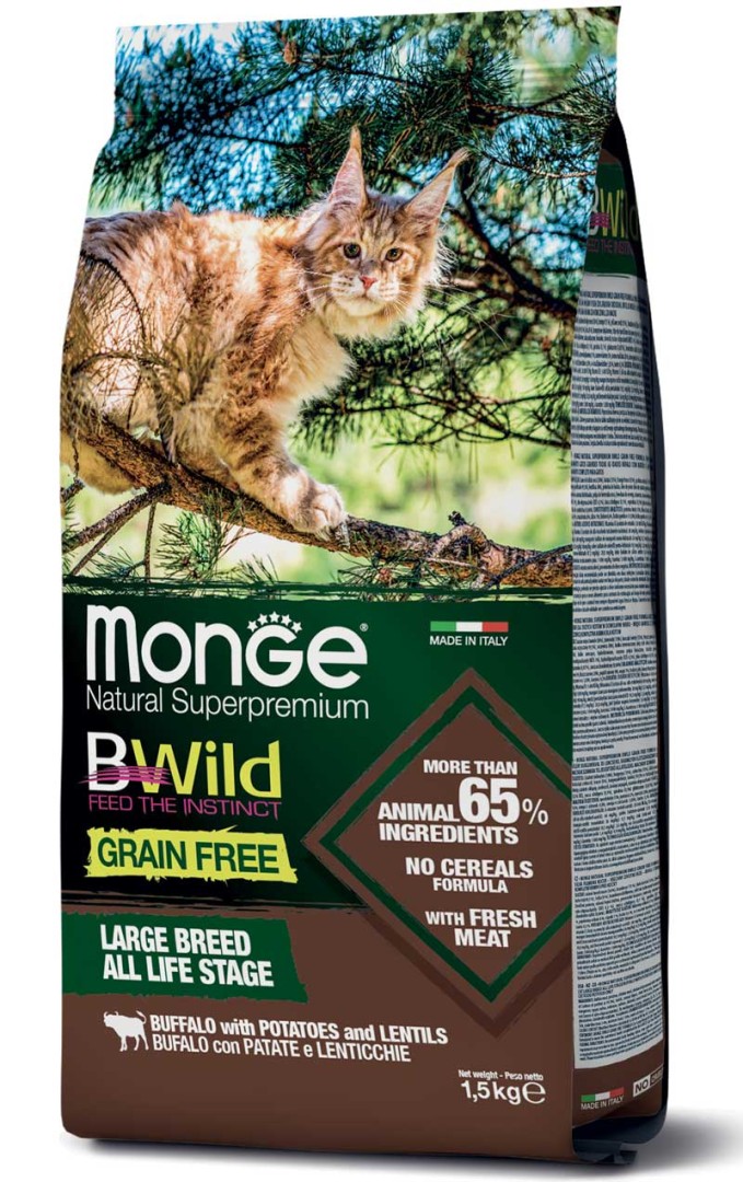 Monge Bwild Grain Free Buffalo With Potatoes And Lentils  Large Breed All Life Stage - 1.5 Kg