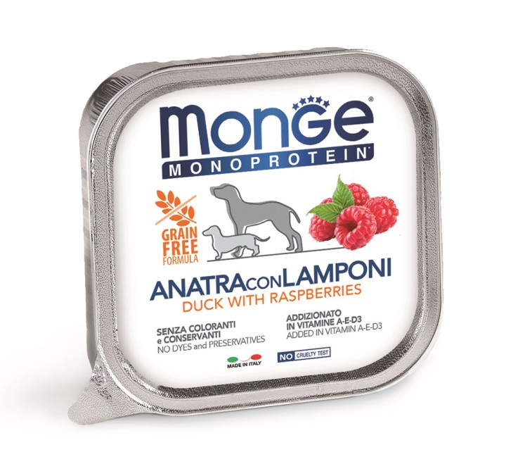 Monge Monoprotein Dog Wet Duck And Raspberries - 150gr