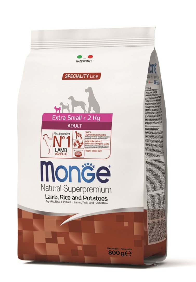 Monge – Speciality Line Xsmall Adult Lamb, Rice & Potatoes - 800gr