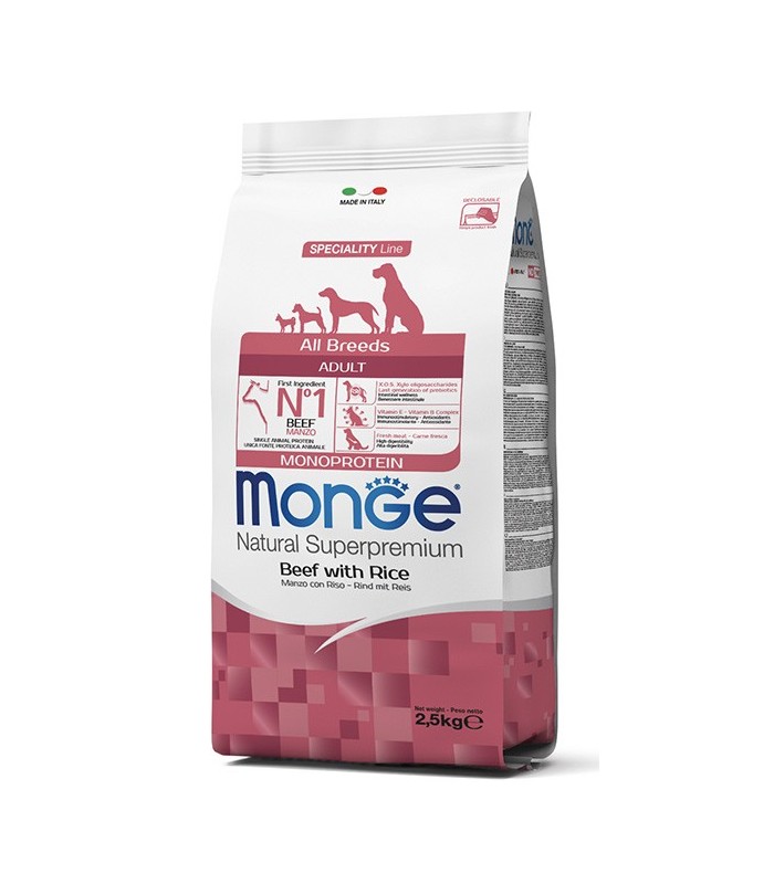 Monge Adult Monoprotein Beef & Rice - 12 Kg