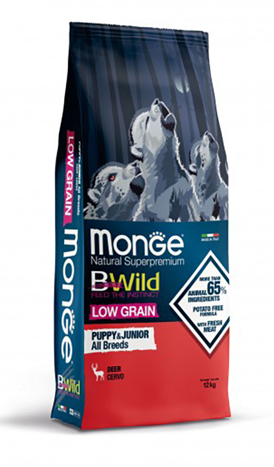 Monge Bwild Low Grain  Deer  All Breeds Puppy & Junior - 12 Kg