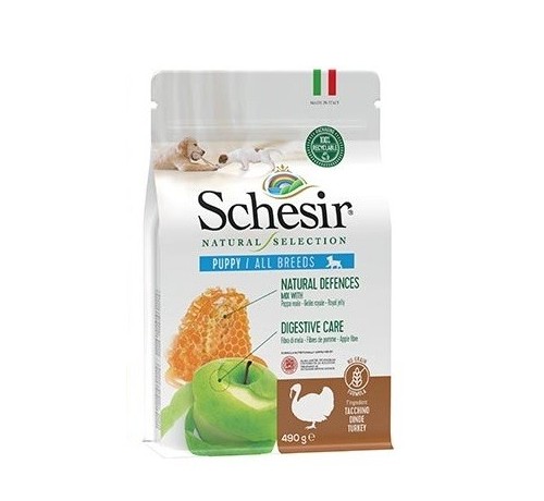 Schesir Natural Selection For Puppy Dogs With Turkey - 490gr