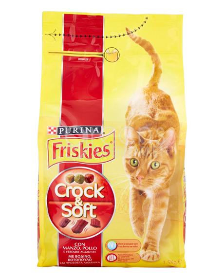 Friskies Crunchy  Tender Cat Beef Chicken And Vegetables - 1.5 Kg