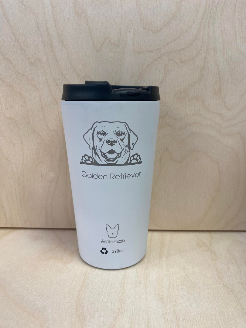 Coffee Thermos Golden Retriever White