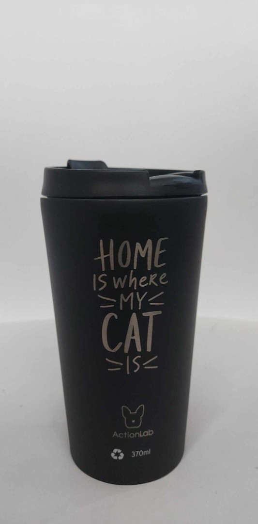 Coffee Thermos Black Home Is Where My Cat Is