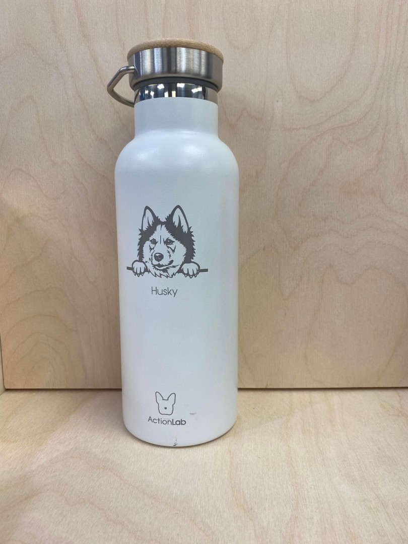 Bamboo Bottle Husky White