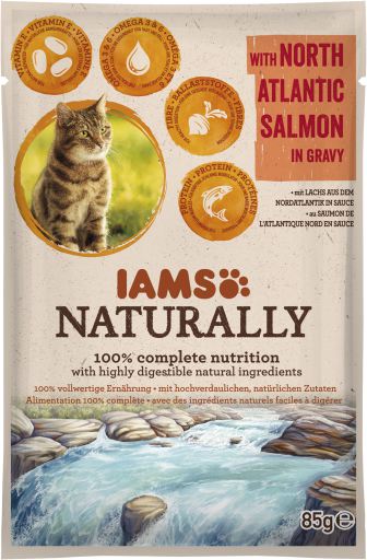 Iams Naturally Adult Cat With North Atlantic Salmon In Gravy - 85gr