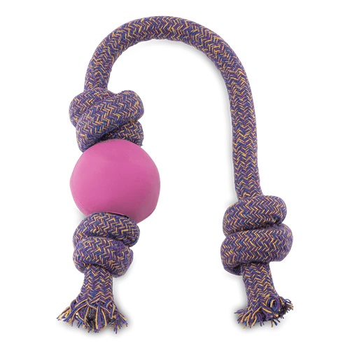 Beco Pets Rubber Pink Ball On Rope Small