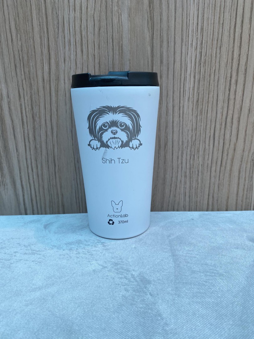 Coffee Thermos Shih Tzu White