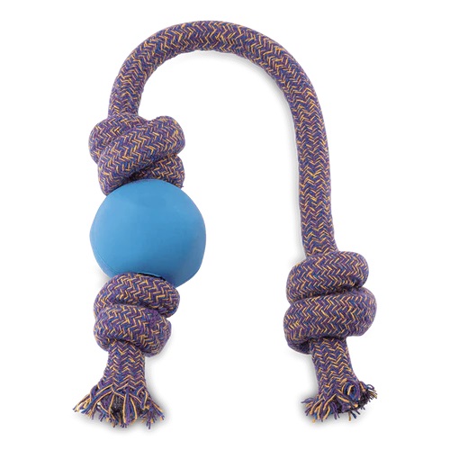 Beco Pets Rubber Blue Ball On Rope Large