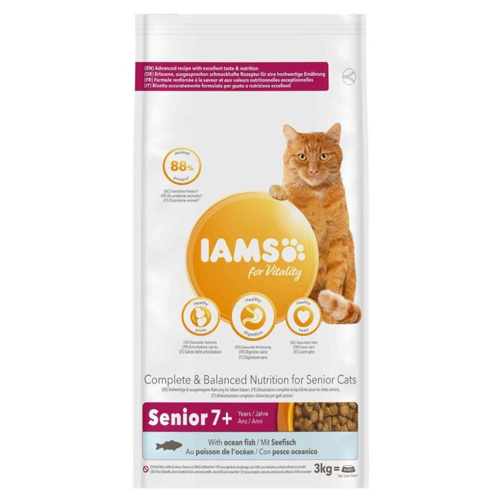 Iams Senior Dry Cat Food Ocean Fish 3kg