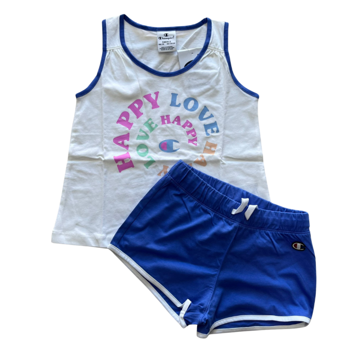 Champion Kids Girls Athletic Short Set White 404967-Ww001 Size 116 / 5-6 Years