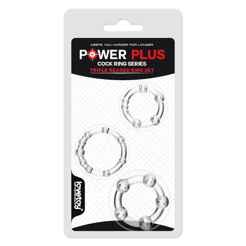 POWER PLUS TRIPLE BEADED RING SET CLEAR