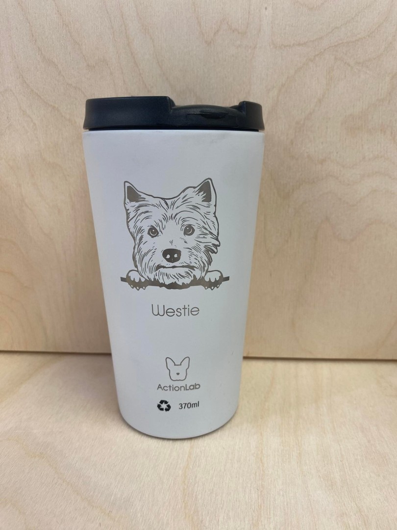 Coffee Thermos Westie White