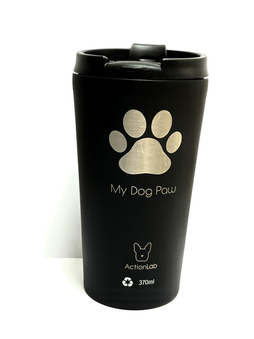 Action Trade Coffee Thermos Black Dog Paw 370Ml
