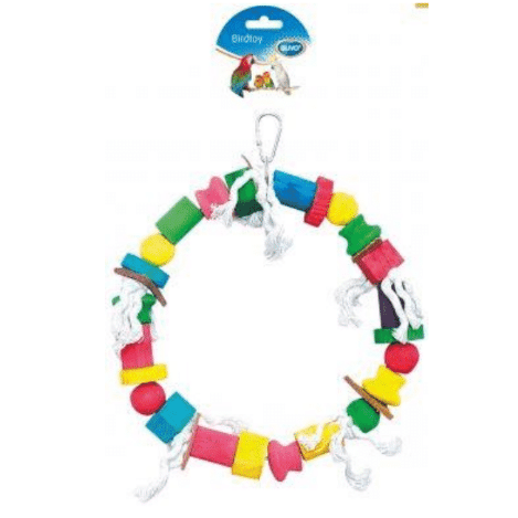 Parrot Bird's Toy Rope With Wooden Blocks & Rings