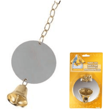 Round Bird's Toy Mirror & Bell Hanging Toy For Birds Xl