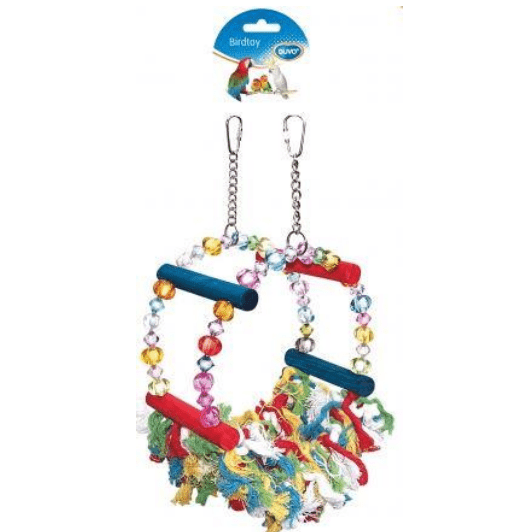 Parrot Bird's Toy Cage Swing With Beads Hammock