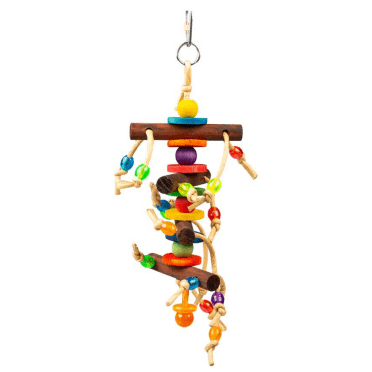 Colourful Bird's Toy Hanger Wooden Block With Toy