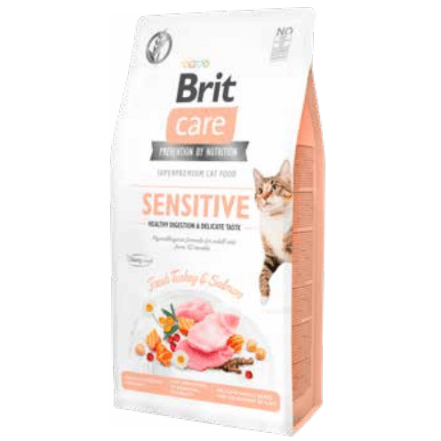 Brit Care Cat Grain-Free Sensitive Healthy Digestion & Delicate Taste Fresh Turkey & Salmon 2Kg