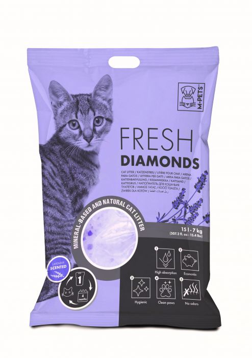 M-pets Fresh Diamonds Lavender Silica Cat Litter 15l - 15 Kg