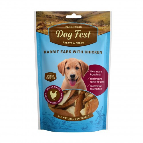 Dog Fest Rabbit ears with chicken for puppies 90g