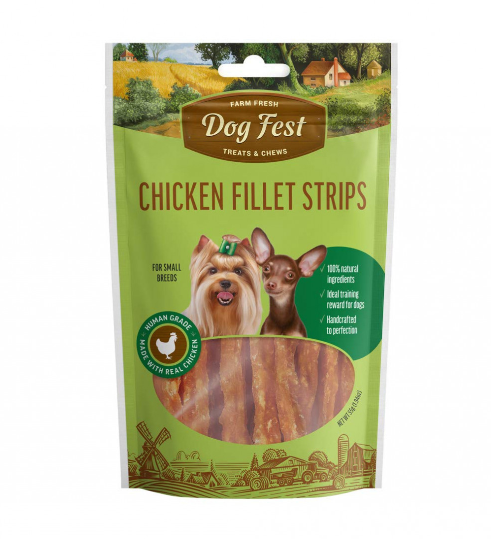 Dog Fest Chicken Fillets Stripes Dog Treat 55g