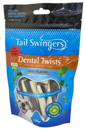 Tail Swingers Dental Twists Beef Flavor 130Gr
