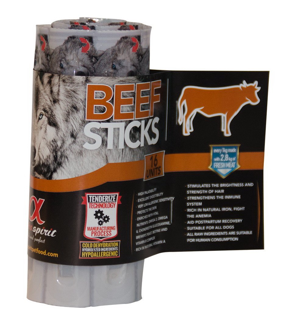 Alpha Spirit Semi-Moist Hypo Allergenic Beef Sticks Dog 16pcs