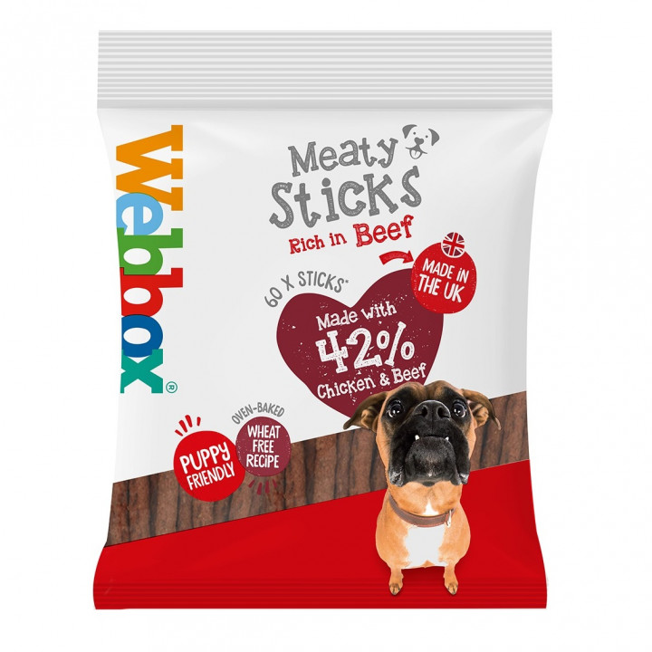 WEBBOX MEATY STICKS RICH IN BEEF 487G