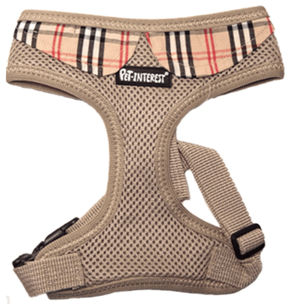 Beige Mesh Dog Harness With Collar Small