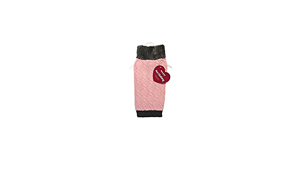 Rosewood Pink Knit Dog Jumper with Fur Collar 60cm