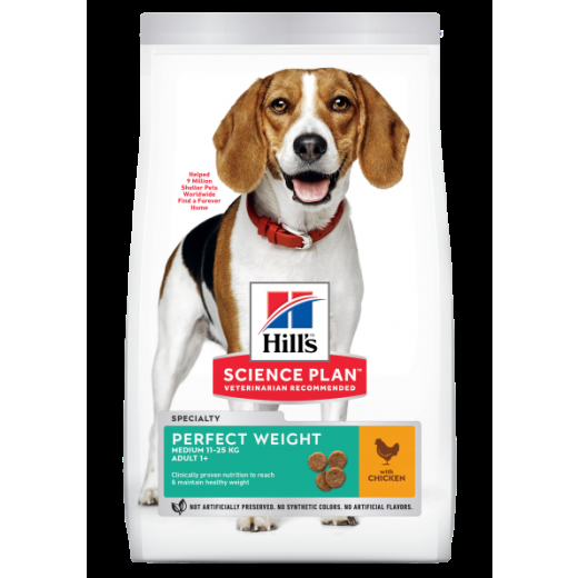 SCIENCE PLAN HILLS MEDIUM PERFECT WEIGHT 10KG