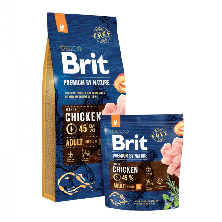 Brit Premium By Nature Adult Dry Dog Food M 15Kg