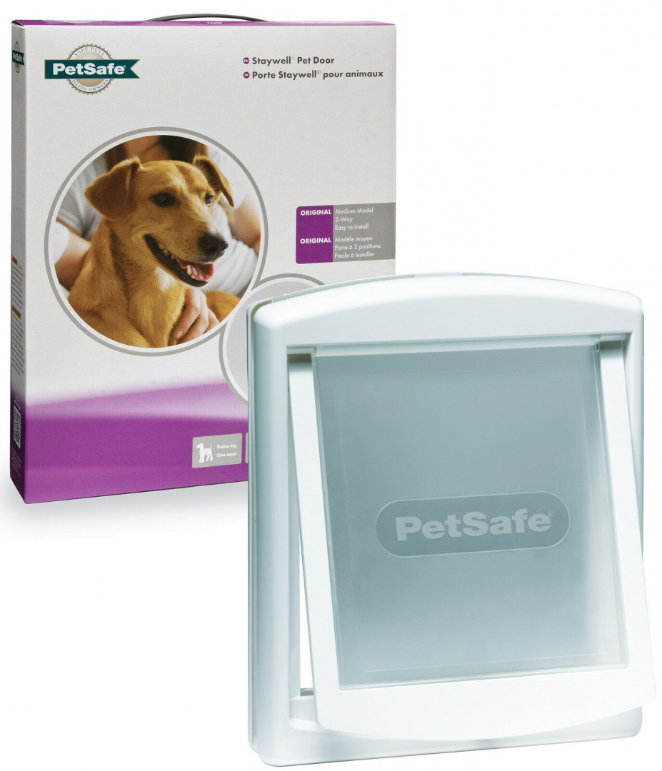 Petsafe Staywell Original 740 Medium Dog Flap Pet Door Easy 2-way Locking, White