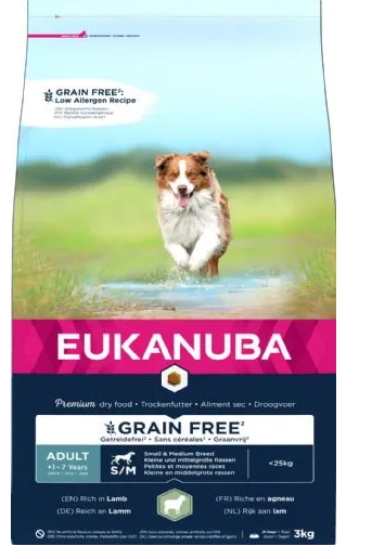 Eukanuba Adult Grain Free Lamb Small & Medium Breed - 3 Kg