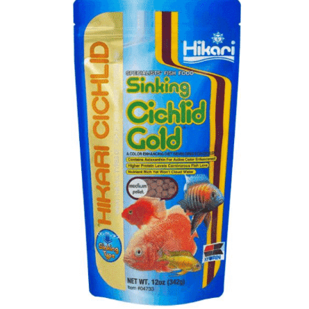 Hikari Fish Food Cichlid Inchessinking Cichlid Gold Inches Medium Pellet Sinking 5.0-5.5Mm 342Gr