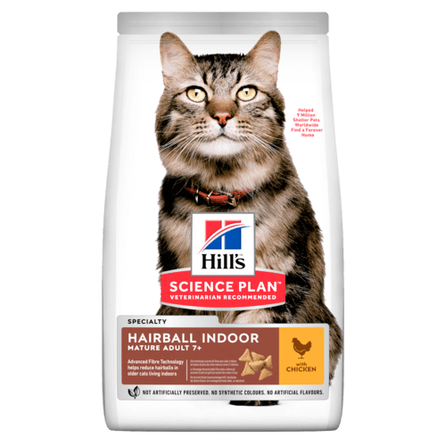 Hill's Science Plan Hairball Indoor Adult Cat 7+ Food With Chicken - 1.5 Kg