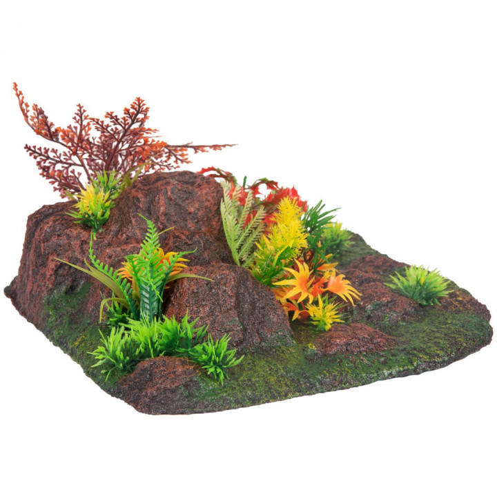 DECORATION RADHA ANGLE. ROCK + PLANT. 27.5 X 27.5 X 10 CM