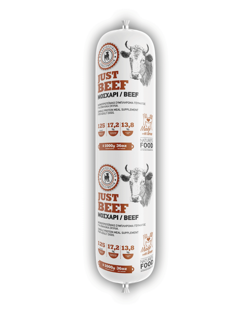 Nature's Food Dog Barf Food Just Beef Sausage - 1 Kg