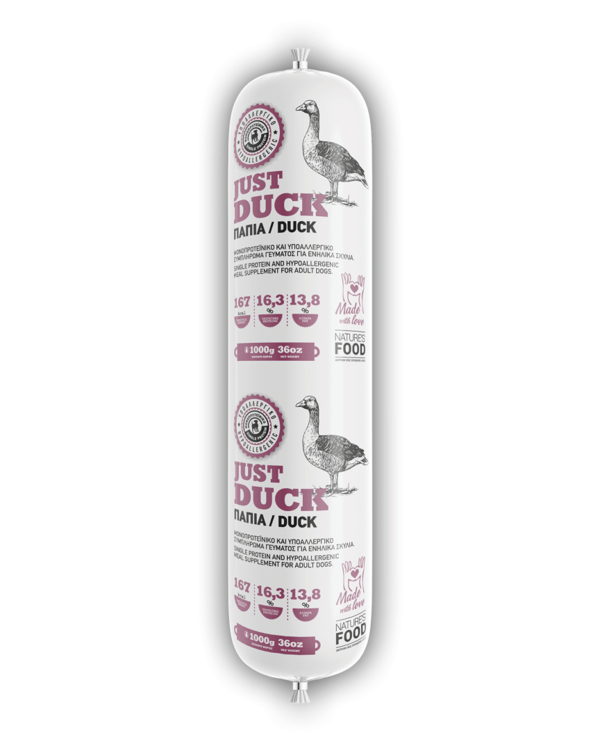 Nature's Food Dog Barf Food Just Duck Sausage - 1 Kg