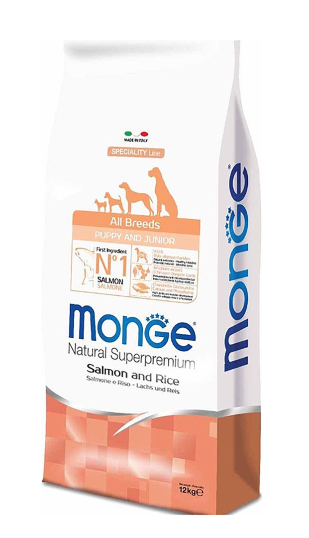 Monge Monoprotein All Breeds Puppy & Junior Salmon And Rice - 12 Kg