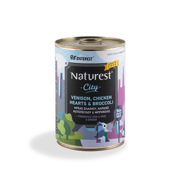 Naturest City Venison & Chicken Hearts With Broccoli - 400gr