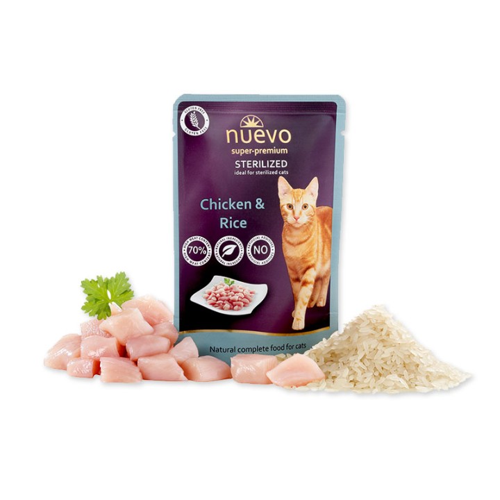 Nuevo Adult Cat Sterilized Pouch With Chicken And Rice - 80gr