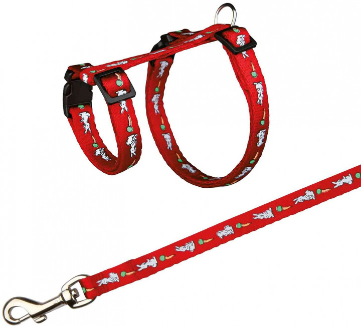 TRIXIE HARNESS WITH LEAD FUSCHIA RABBITS