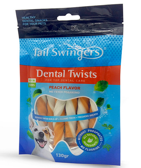Tail Swingers Dental Twists Peach - 130gr