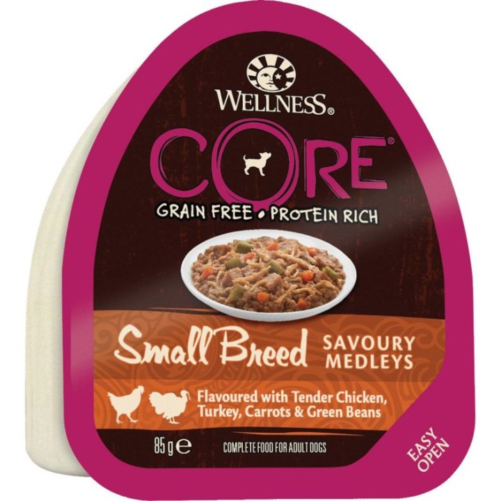 Wellness Core Wet Dog Adult Savoury Medleys Small Breed Chicken Turkey Carrots  Green Beans - 85gr