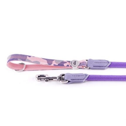Myfamily West Point Dog Leash In Pink Camouflage Mixed Cotton And Rope